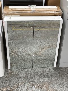 (COLLECTION ONLY) WALL HUNG 2 DOOR MIRRORED BATHROOM CABINET IN WHITE FRAME 650 X 600 X 120MM - RRP £249: LOCATION - C5