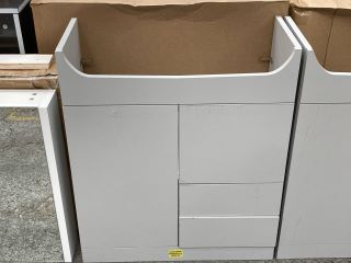 (COLLECTION ONLY) FLOOR STANDING 2 DOOR 2 DRAWER SEMI-RECESSED SINK UNIT IN LIGHT GREY 800 X 310 X 830MM - RRP £305: LOCATION - C5