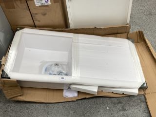 (COLLECTION ONLY) SINGLE BOWL REVERSIBLE DRAINER WHITE POLYRESIN KITCHEN SINK 1010 X 500MM - RRP £279: LOCATION - C4