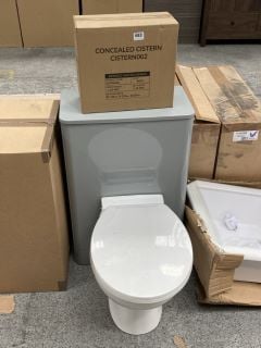 (COLLECTION ONLY) 500 X 270MM W/C UNIT IN GLOSS GREY WITH BTW PAN & SEAT WITH CONCEALED CISTERN FITTING KIT - RRP £780: LOCATION - C4