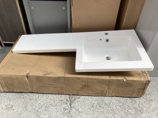 (COLLECTION ONLY) 1080 X 485MM 1TH RH INTEGRATED POLYMARBLE BASIN & COUNTERTOP - RRP £287: LOCATION - C3