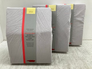 3 X JOHN LEWIS & PARTNERS BAMBOO VISCOSE AND LINEN DUVET SETS IN GREY - SUPER KING: LOCATION - F7