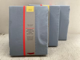 3 X JOHN LEWIS & PARTNERS BAMBOO VISCOSE AND LINEN DUVET SETS IN DUCK EGG BLUE - SUPER KING: LOCATION - F6