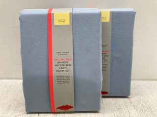 2 X JOHN LEWIS & PARTNERS BAMBOO VISCOSE AND LINEN DUVET SETS IN DUCK EGG BLUE - SUPER KING: LOCATION - F5