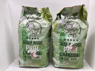 2 X ALDERLINE THE MASTERCHEF'S CHOICE ALDER WOOD PURE 50L CHARCOAL: LOCATION - F2