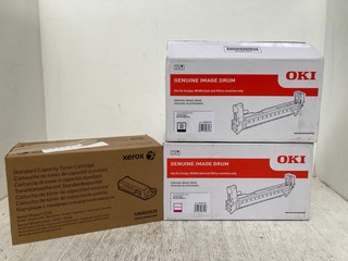 XEROX STANDARD CAPACITY TONER CARTRIDGE 106R03620 TO INCLUDE 2 X OKI GENUINE IMAGE DRUMS IN BLACK: LOCATION - E 3