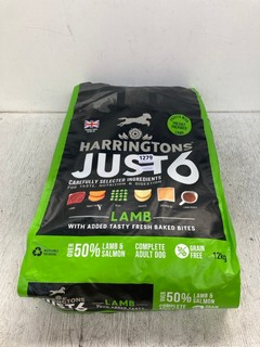 HARRINGTONS JUST 6 CAREFULLY SELECTED INGREDIENTS DOG FOOD 12KG - BBE: 29/08/2025: LOCATION - E4