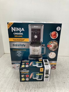 NINJA CREAMI DELUXE DESSERT MAKER - RRP £149 TO INCLUDE NINJA CREAMI DELUXE 24OZ TUBS WITH LIDS: LOCATION - E8