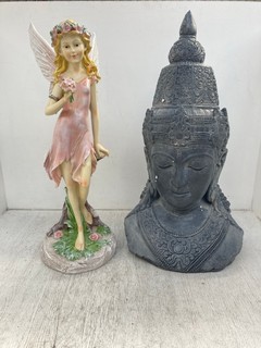 LARGE FAIRY GARDEN STATUE TO INCLUDE LARGE BUDDHA GARDEN STATUE: LOCATION - E9