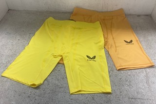 2 X PAIRS OF MENS CASTORE BASELAYER SHORTS IN HONEY GOLD/BLAZING YELLOW - SIZE XXL: LOCATION - WH7