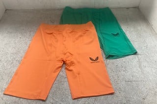 2 X PAIRS OF MENS CASTORE BASELAYER SHORTS IN ORANGE/GREEN - SIZE XXL: LOCATION - WH7