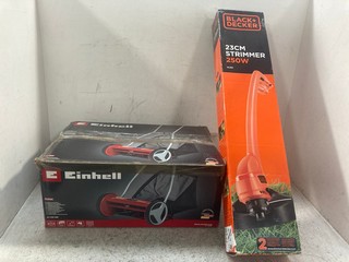 BLACK & DECKER 32CM STRIMMER GL250 TO INCLUDE EINHELL MANUAL LAWN MOWER GC-HM 400: LOCATION - WH7