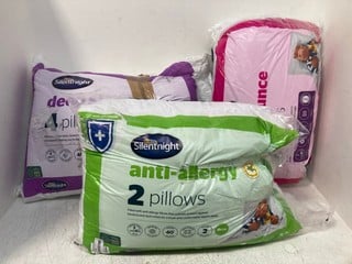 3 X BEDDING ITEMS TO INCLUDE SILENTNIGHT ANTI-ALLERGY 2 PILLOWS: LOCATION - H 15