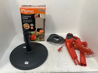 3 X GARDEN ITEMS TO INCLUDE FLYMO CONTOUR 500E POWERFUL ELECTRIC GRASS TRIMMER: LOCATION - H 15