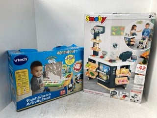 VTECH 4 - IN - 1 TOUCH & LEARN ACTIVITY DESK TO INCLUDE SMOBY SUPERMARKET PLAYSET: LOCATION - H 14