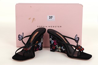 SOPHIA WEBSTER VANESSA WEDGE MIDNIGHT BUTTERFLY MEADOW HEELS - SIZE UK5.5 - RRP £650: LOCATION - BOOTH