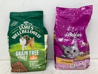 WHISKAS WITH DELICIOUS CHICKEN CAT FOOD 3.8KG - BBE: 12/08/2025 TO INCLUDE JAMES WELLBELOVED GRAIN FREE TURKEY CAT FOOD 4KG - BBE: 05/09/2025: LOCATION - H 6