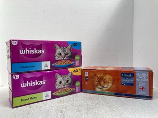 3 X BOX OF CAT FOOD TO INCLUDE WHISKAS FISH FAVORITES - BBE: 28/02/2025: LOCATION - G 5