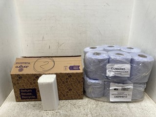 QTY OF ASSORTED PAPERWARE ITEMS TO INCLUDE PLY BLUE CENTREFEED ROLLS: LOCATION - G8