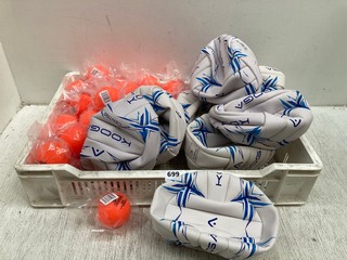 QTY OF SLAZENGER POP LACROSSE BALLS IN NEON ORANGE TO INCLUDE QTY OF KOOGA SIZE 4 DEFLATED NET BALLS: LOCATION - G9