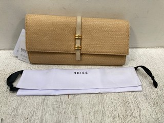 REISS REGENT RAFFIA BAGUETTE CLUTCH BAG IN NATURAL - ONE SIZE - RRP: £ 108.00: LOCATION - G 12