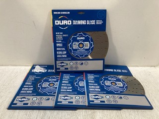 4 X DURO DIAMOND BLADES 300DSBM -COMBINED RRP: £ 111.96 (PLEASE NOTE: 18+YEARS ONLY. ID MAY BE REQUIRED): LOCATION - G 12