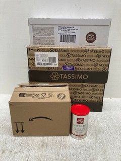 4 X BOXES OF COFFEE ITEMS TO INCLUDE TASSIMO MILKA - BBE: 19/09/2024: LOCATION - G 13