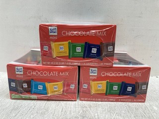 3 X BOXES OF RITTER SPORT CHOCOLATE MIXES TO INCLUDE HAZELNUTS FLAVOUR - BBE: 31/08/2024: LOCATION - G 13