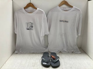 3 X ASSORTED MENS CLOTHING ITEMS IN VARIOUS SIZES TO INCLUDE HAVAIANA FLIP FLOPS IN GREY - UK SIZE 9/10: LOCATION - WH2