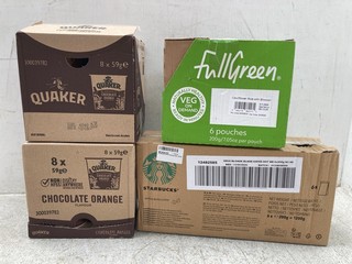 4 X BOXES OF FOOD AND COFFEE ITEMS TO INCLUDE STARBUCKS WHOLE BEAN COFFEE - BBE: 13/05/2025: LOCATION - F 15