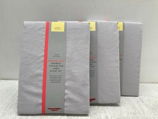 3 X JOHN LEWIS & PARTNERS BAMBOO VISCOSE AND LINEN DUVET SETS IN GREY - SIZE: SINGLE: LOCATION - F 13