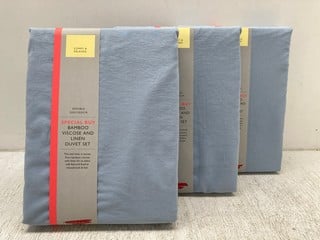 3 X JOHN LEWIS & PARTNERS BAMBOO VISCOSE AND LINEN DUVET SETS IN BLUE - SIZE: DOUBLE: LOCATION - F 13