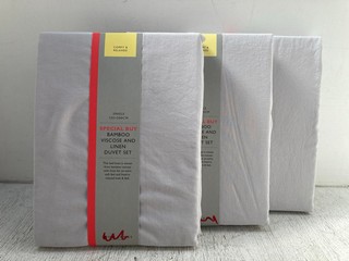 3 X JOHN LEWIS & PARTNERS BAMBOO VISCOSE AND LINEN DUVET SETS IN GREY - SIZE: SINGLE: LOCATION - F 11