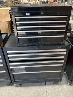 6 DRAWER WHEELED TOOL CHEST IN BLACK TO INCLUDE 5 DRAWER TOOL CHEST WITH LIFT TOP IN BLACK: LOCATION - B1