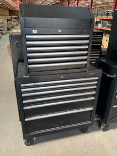 6 DRAWER WHEELED TOOL CHEST IN BLACK TO INCLUDE 6 DRAWER TOOL CHEST WITH GAS LIFT TOP IN BLACK: LOCATION - B1