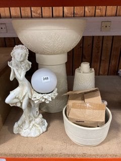 (COLLECTION ONLY) OUTDOOR LIGHT-UP FAIRY STATUE TO INCLUDE OUTDOOR CERAMIC EFFECT WATER FOUNTAIN IN BEIGE: LOCATION - AR3