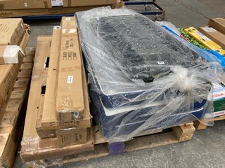 PALLET OF ASSORTED HOUSEHOLD ITEMS TO INCLUDE MOLLY COT BED MATTRESSES: LOCATION - A8 (KERBSIDE PALLET DELIVERY)