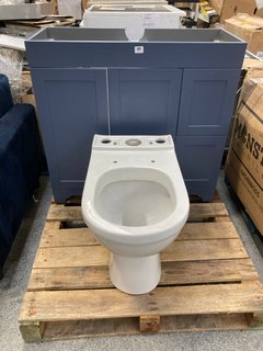 (COLLECTION ONLY) 2 DOOR 2 DRAWER BATHROOM SINK UNIT IN BLUE TO INCLUDE TOILET IN WHITE: LOCATION - B3