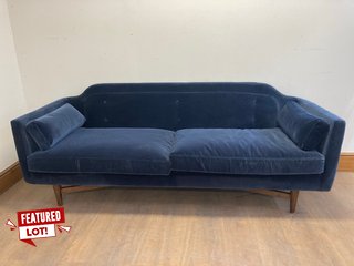 MADE.COM IMANI 3 SEATER SOFA IN NAVY COTTON VELVET RRP - £999: LOCATION - PB