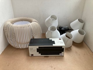 QTY OF ASSORTED LIGHTING ITEMS TO INCLUDE JOHN LEWIS & PARTNERS MEZZE LARGE WALL LIGHT: LOCATION - AR3