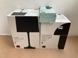 QTY OF ASSORTED JOHN LEWIS & PARTNERS LIGHTING ITEMS TO INCLUDE MUSHROOM LED TOUCH LAMP: LOCATION - AR5