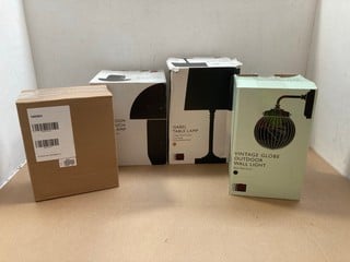 4 X ASSORTED JOHN LEWIS & PARTNERS LIGHTING TO INCLUDE VINTAGE GLOBE OUTDOOR WALL LIGHT IN BLACK MATT FINISH: LOCATION - AR9