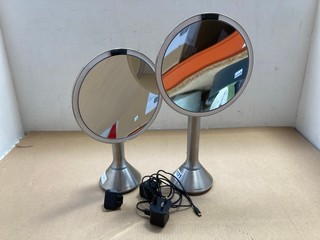 2 X SIMPLE HUMAN MIRRORS IN VARIOUS SIZES IN CHROME: LOCATION - AR11