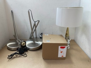 4 X ASSORTED LIGHTING TO INCLUDE JOHN LEWIS & PARTNERS ANYDAY TONY TASK LAMP: LOCATION - AR12