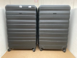 2 X ASSORTED JOHN LEWIS & PARTNERS MEDIUM HARD SHELL BLACK SUIT CASES: LOCATION - A8T