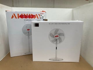 2 X ASSORTED JOHN LEWIS & PARTNERS FANS TO INCLUDE 16'' 2 IN 1 DESK AND PEDESTAL FAN: LOCATION - A8T