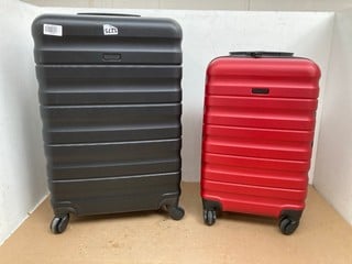 2 X ASSORTED JOHN LEWIS & PARTNERS HARD SHELL SMALL SUITCASES TO INCLUDE 1 X RED HARD SHELL CASE: LOCATION - A8T