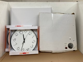 QTY OF ASSORTED JOHN LEWIS & PARTNERS CLOCKS TO INCLUDE MARBLE ANALOGUE MANTEL CLOCK: LOCATION - A8T