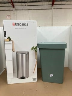 2 X ASSORTED HOUSEHOLD BINS TO INCLUDE BRABANTIA 30L BIN: LOCATION - A8T