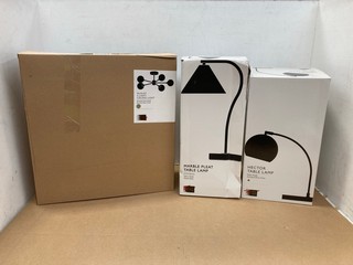 3 X ASSORTED JOHN LEWIS & PARTNERS LIGHTING TO INCLUDE MARBLE PLEAT TABLE LAMP WITH MARBLE BASE: LOCATION - A7T